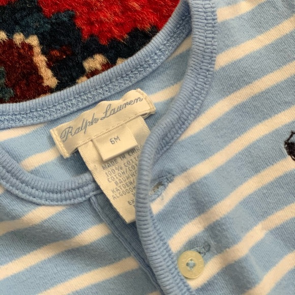 Ralph Lauren Blue Striped Romper. Size 6 mo - Picture 3 of 6